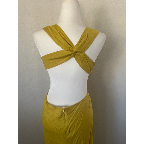 VICI Linen Rayon Yellow Cut Out Twist Front Dress Size Medium - Picture 5 of 11